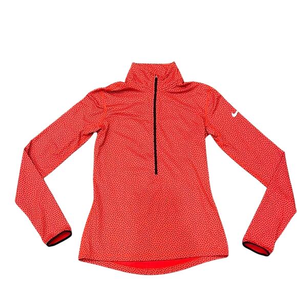 Nike Pro Women's Polka Dot Half Zip Activewear Pullover Red Black Size M - Picture 1 of 8